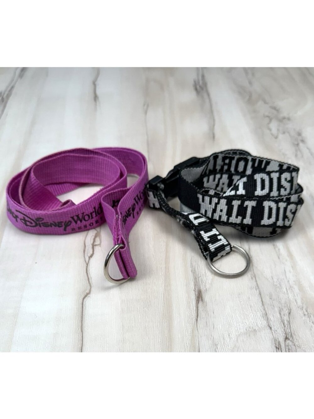 2pc Lot Walt DISNEY World Resorts LANYARDS Purple & Black/White Travel *READ*